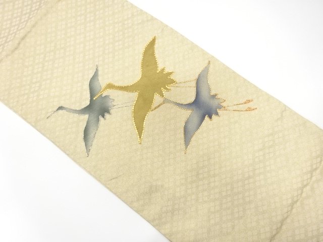 JAPANESE NAGOYA OBI / EMBROIDERY / CRANES